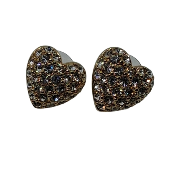 Authentic Swarovski Pave Crystal Heart Stud Earrings - Picture 3 of 6